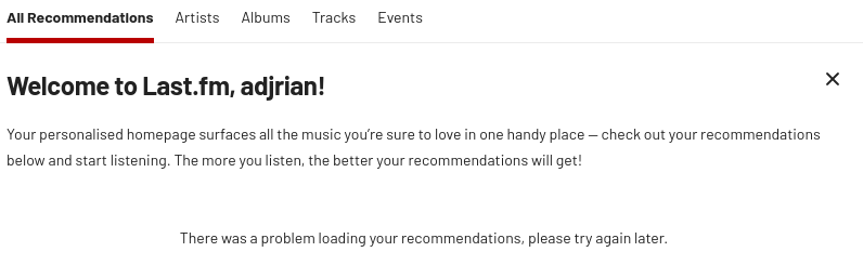 Figure 2: Last.fm tries to recommend me music.